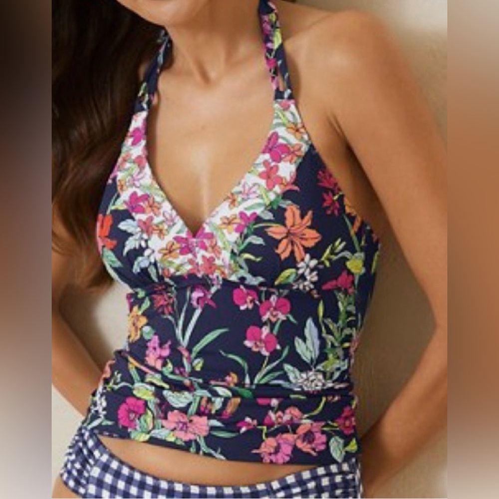 Tommy Bahama summer Floral Reversible Tankini Top sz XL